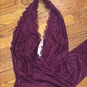 Lace top Romper with back out